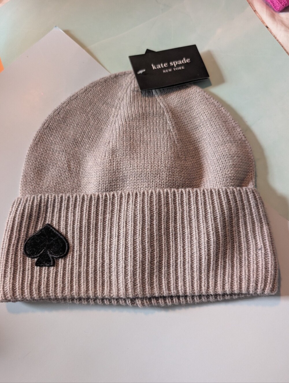 Kate Spade New York flocked spade beanie